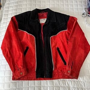 Vintage Red/Black Leather Jacket - Size Medium